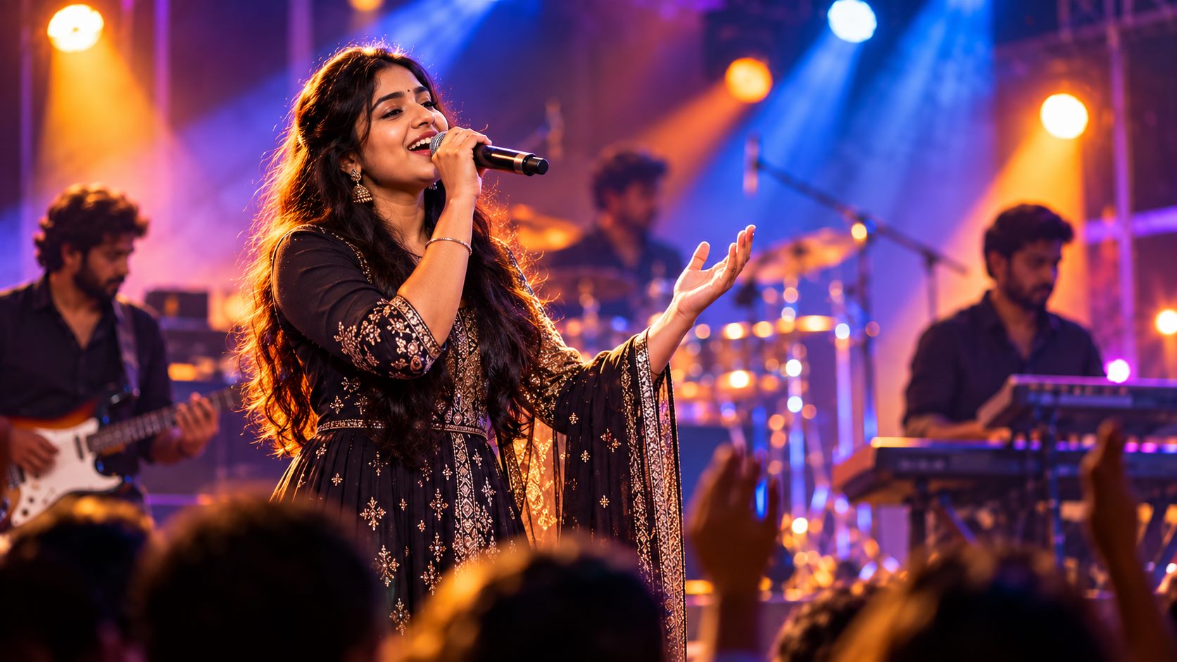 Emerging singer performing on stage
